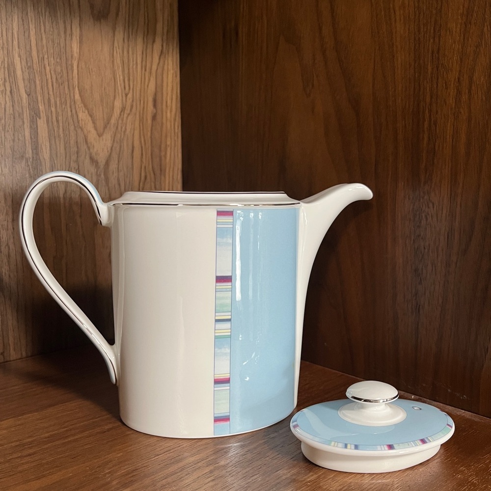 Wedgwood Blue and White Striped Teapot
